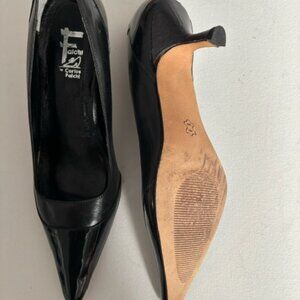 Carlos Falchi, leather black shoes ,  size 9